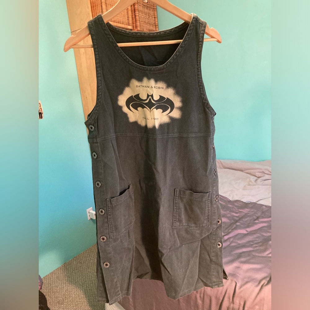 Vintage 90s forest green corduroy Batman dress